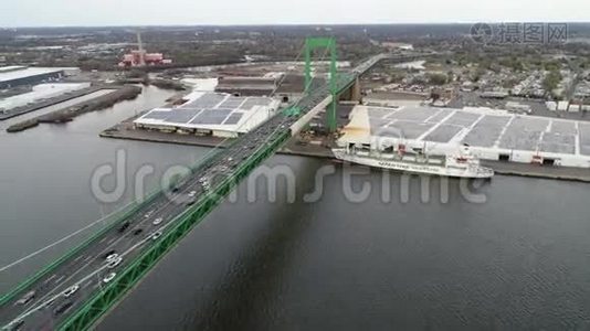 费城沃尔特·惠特曼大桥空中景观视频