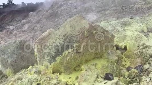 硫磺银行，哈`阿库拉曼努在夏威夷火山国家公园大岛，夏威夷。视频