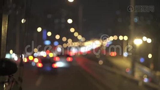 上海非重点道路，夜间交通灯视频