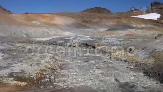 堪察加火山景观：被活跃的火山喷口包围的温泉视频