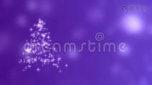 雪花星灯以紫色的波克背景汇聚成圣诞树视频