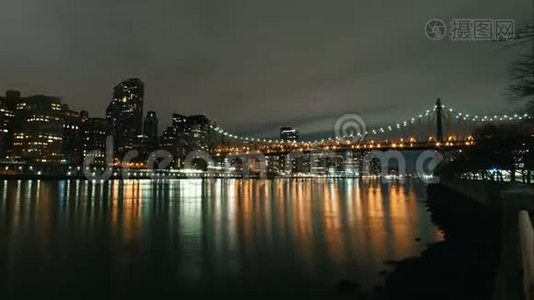 纽约市时间推移-夜晚天际线曼哈顿摩天大楼视频