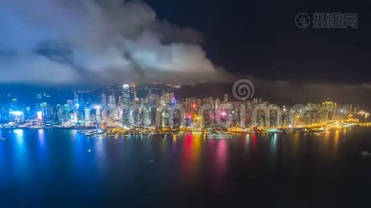 香港维港夜间4k延时录像视频
