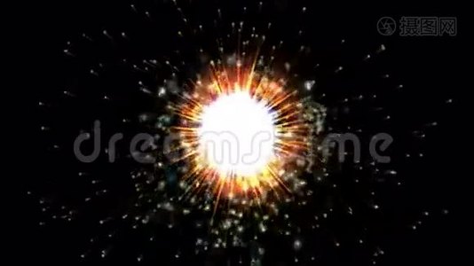 抽象火灾光环爆炸粒子空间，火孔隧道，动力能量。视频