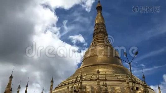 缅甸仰光著名佛教地标塔，时光流逝视频