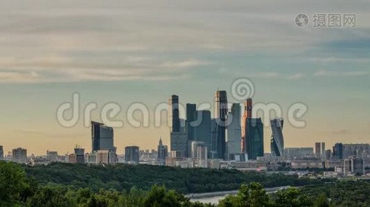 莫斯科市日落时间差4K视频
