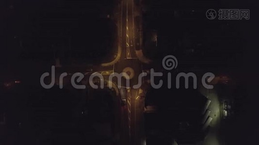 空中，乡村绕城公路，夜间俯视4k视频