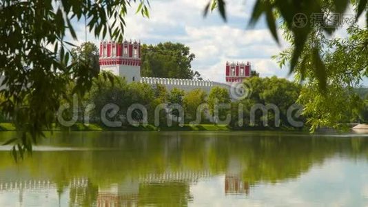 从Novodevichy Convent的树后面看风景视频