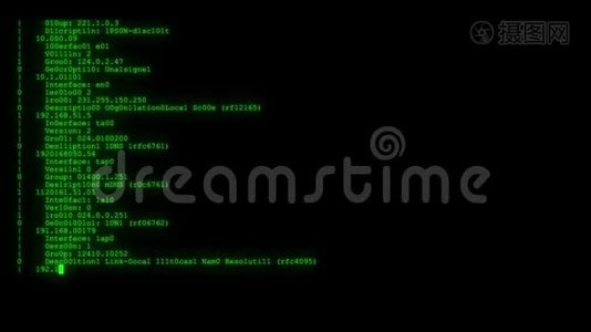 加密快速长时间滚动编程安全黑客代码数据流在绿色显示新的质量数字视频