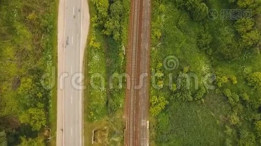 从空中俯瞰铁路视频