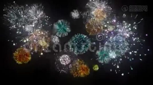 烟花爆炸新年快乐庆典背景1视频