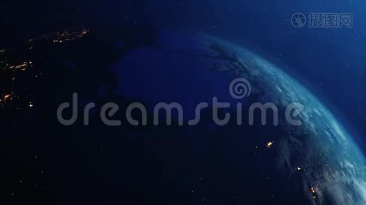 行星地球城之夜之光空间站。视频