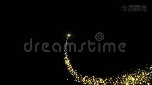 金光闪闪的恒星或粒子与火花和光径移动视频