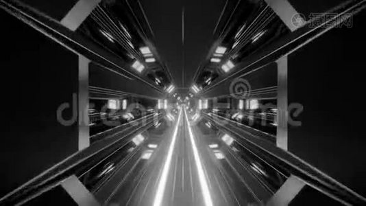 未来科幻隧道机库走廊三维插图运动背景活壁纸视频