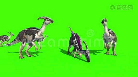 侏罗纪世界恐龙绿屏3D渲染动画视频