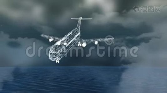 海云背景飞机模型三维技术绘图动画视频