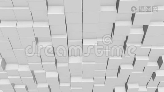 抽象背景与白色墙壁的移动立方表面。视频