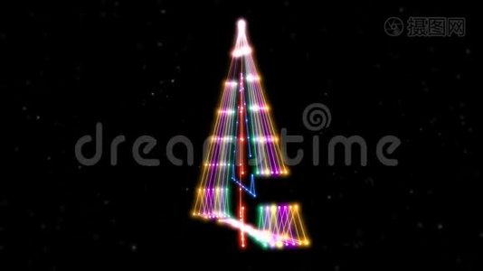 抽象背景，霓虹灯三角形在阿尔法通道中以不同的颜色旋转。视频
