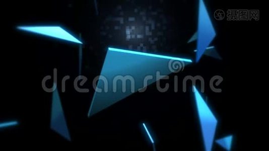 运动蓝色三角形抽象背景.视频