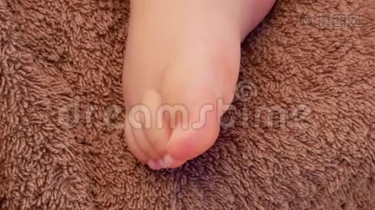 婴儿腿在棕色毯子上视频