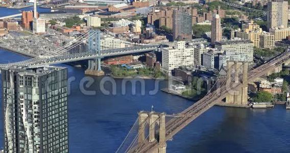 曼哈顿两桥区4K超高清空中景观视频