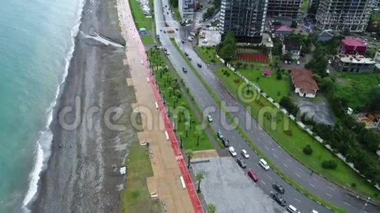 Batumi在雨天拍摄的空中景色视频