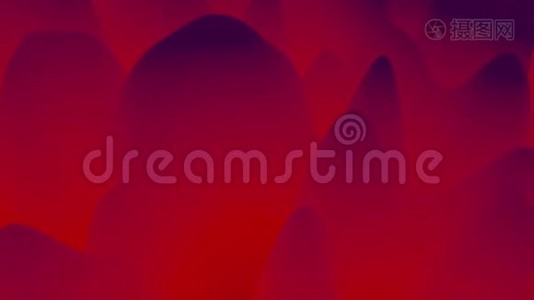 抽象液体红紫渐变，内部辉光表面像景观.. 4k无缝循环动画。 美丽的色彩视频