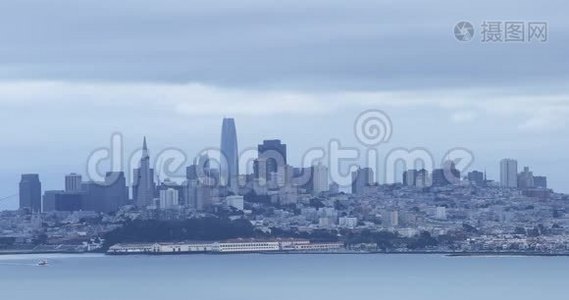 旧金山水上天际线景观视频
