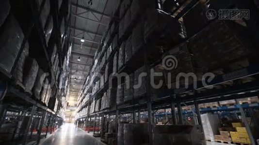 仓库大型物流商业结构室内视频