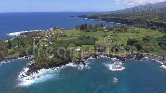 令人惊叹的空中4k无人机全景海景图，位于热带太平洋的毛伊岛夏威夷凯纳绿地公园视频