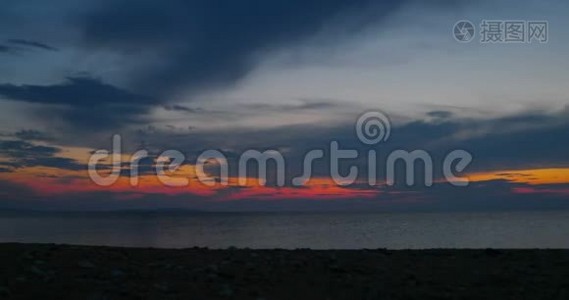 海上日落，从黄昏到夜晚视频