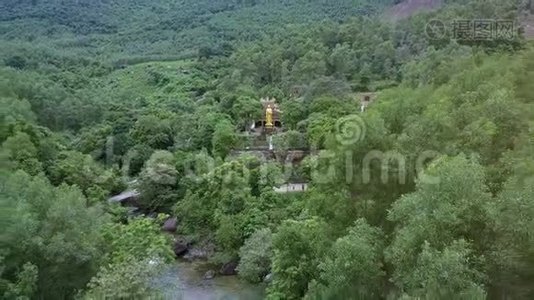 鸟瞰金佛寺雕像，乱葬丛林视频