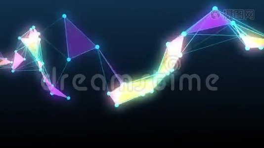 色彩斑斓的技术抽象背景与连接线和点视频