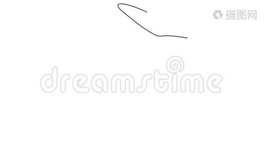 自画简单动画的单连线画鲸。 手工绘图，白线上黑线视频