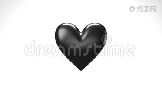 黑色破碎的心脏物体在白色背景。 心形物体粉碎成碎片。视频