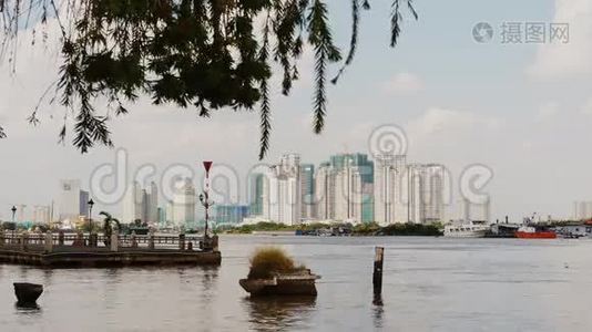 胡志明市全景住宅高层建筑。 越南。视频