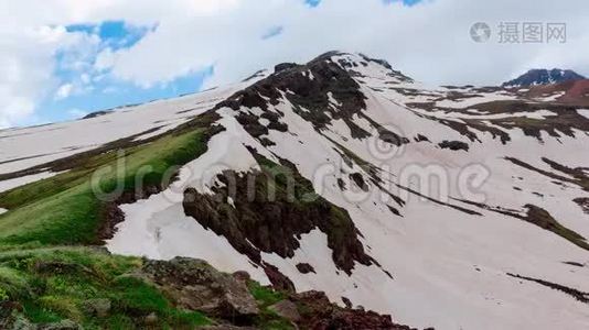 亚美尼亚时间推移的阿拉加茨雪山视频