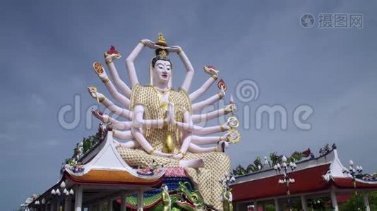 普莱莱莱姆寺观音雕像-岛上主要标志和流行地标。 旅游和观光视频