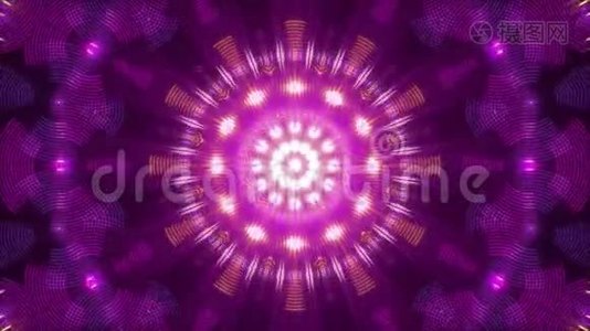 紫色抽象背景，运动光和粒子，环视频