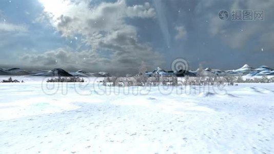 圣诞老人的雪橇`雪景中穿行视频