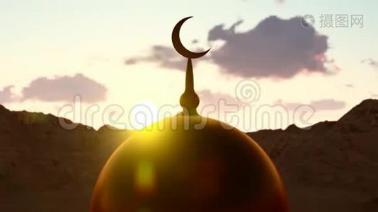 清真寺顶部和伊斯兰象征视频