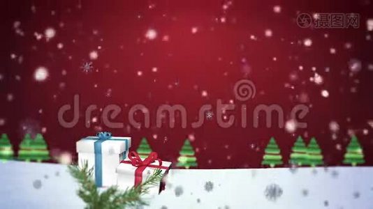 圣诞背景下的3D雪花3视频