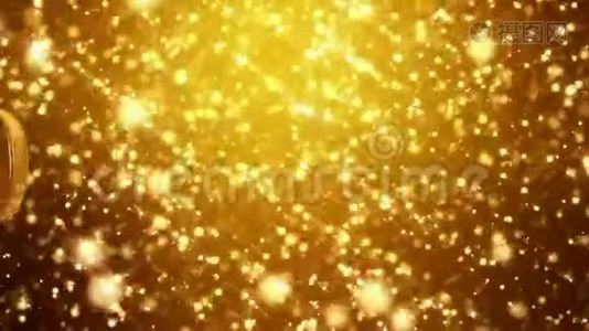 视频动画-圣诞金光闪闪的粒子bokeh和数字2020视频