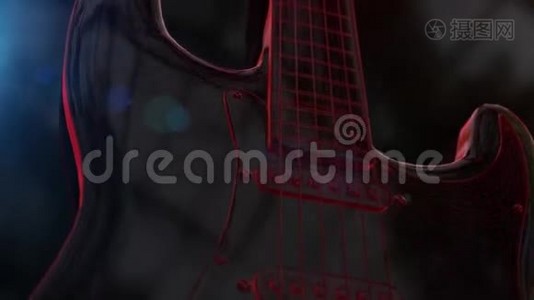 红色线框3D电吉他动画视频