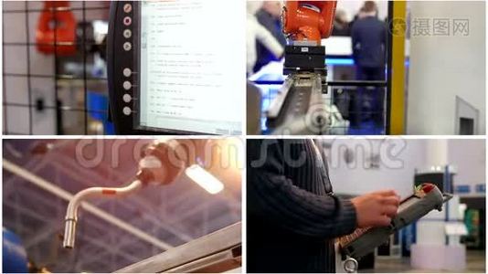 四合一：机器人工业概念-工业焊接自动化机器视频