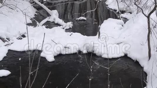 春流自融雪，江岸覆冰雪，雪覆冬林..视频