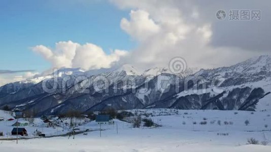 雪山阴云冬景自然日久失修视频