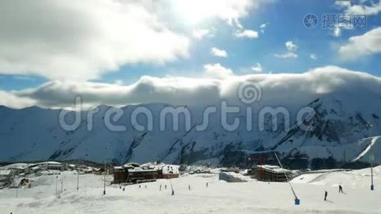 雪山阴云冬景自然日久失修视频