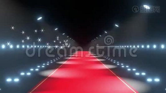 4k3D红地毯，闪烁灯和闪光灯动画视频