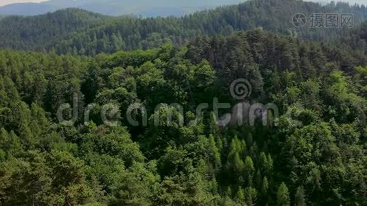 夏天用绿树攀援山景视频